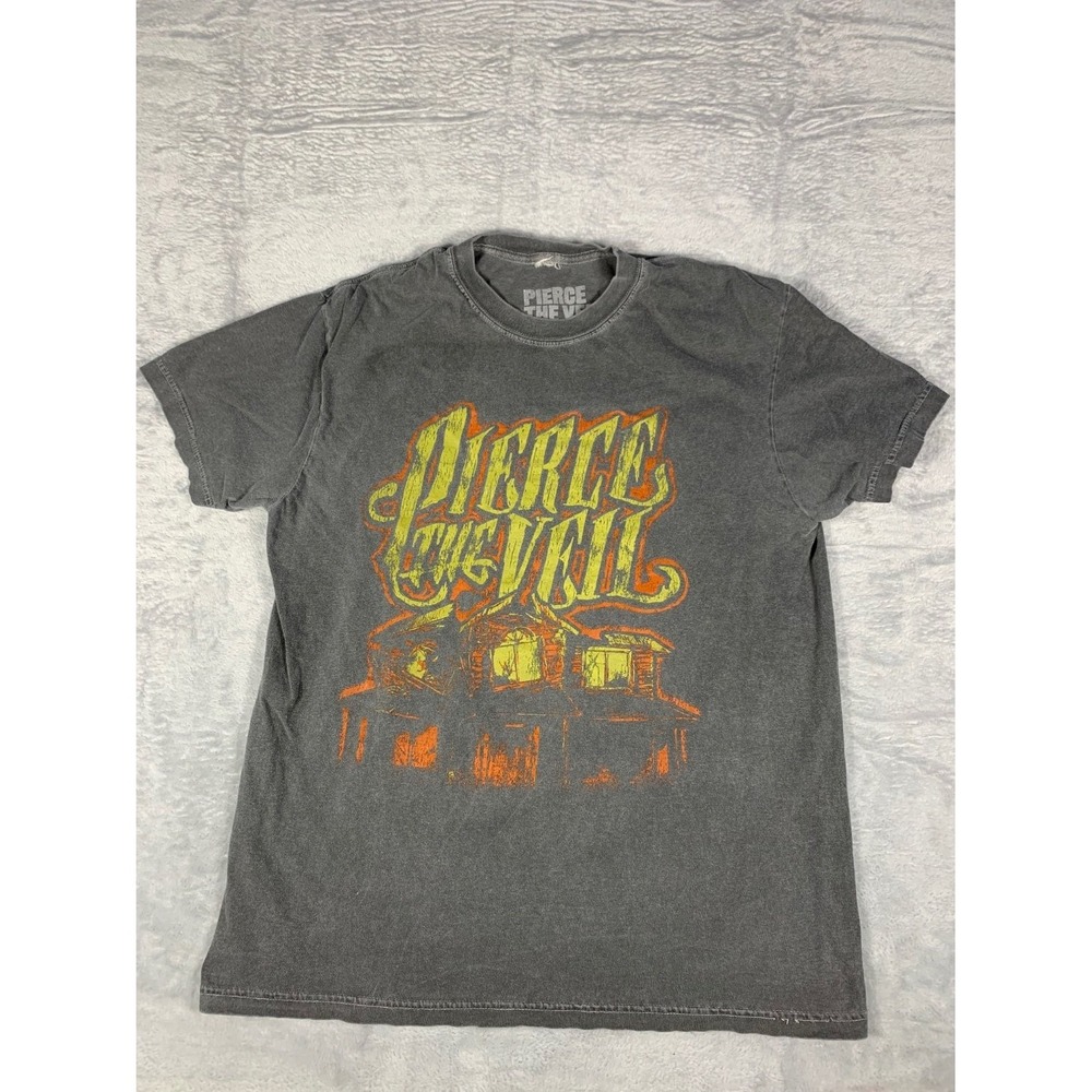 Pierce The Veil Jaws House Graphic T-Shirt Men's Size L Gray Cotton 2023 Used